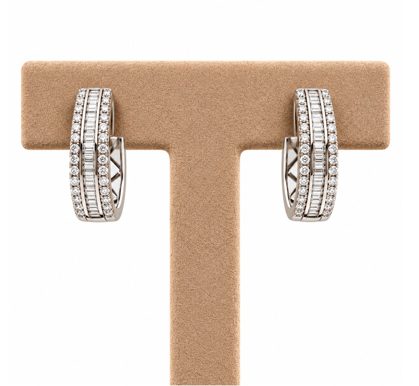 Round Loop Baguette Diamond Earrings (Large)
