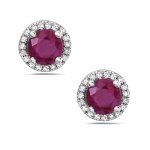 Garnet &amp; Diamond Halo Earrings Bassali