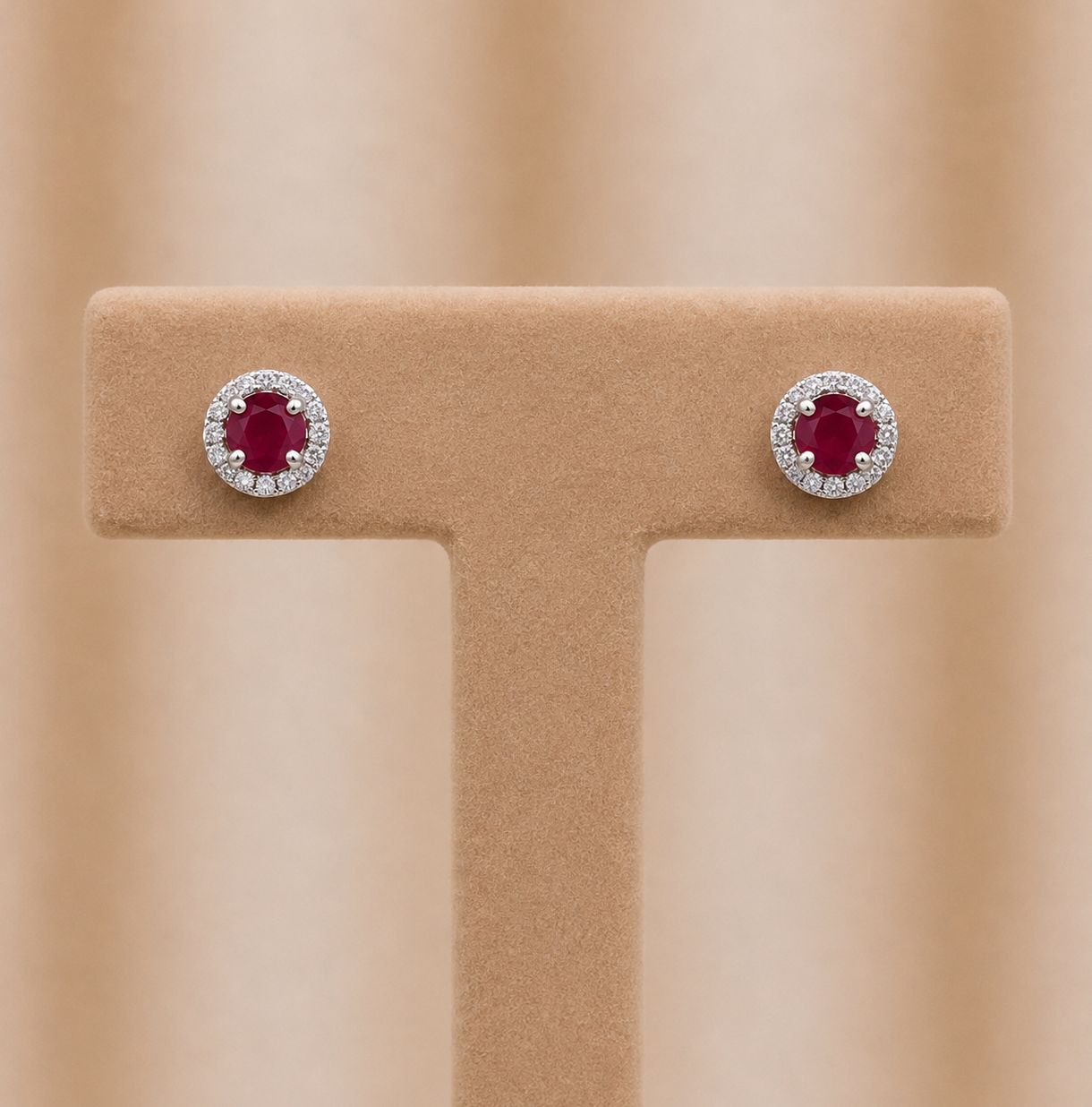 Garnet Diamond Halo Studs (January)