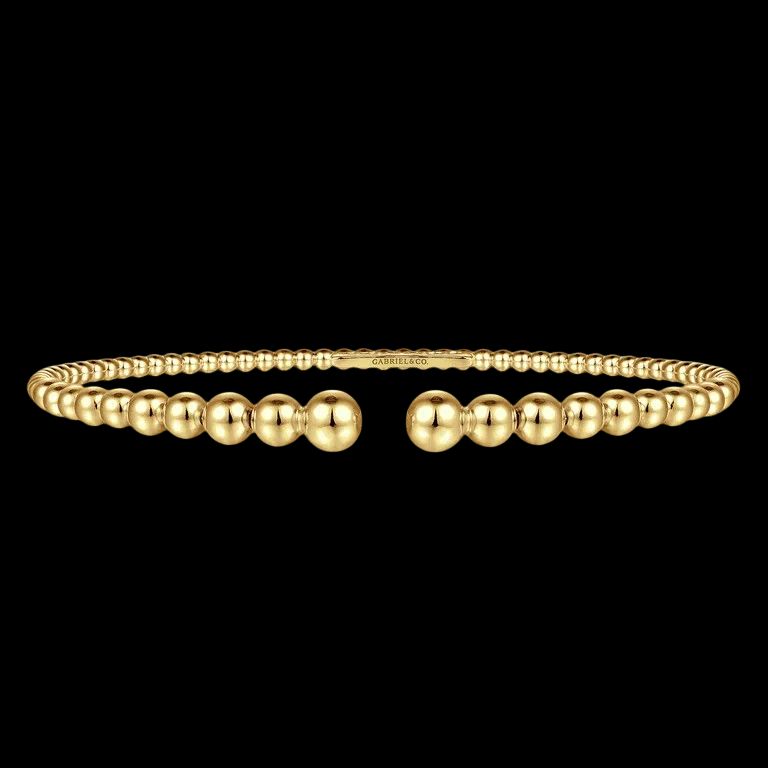 14K Yellow Gold Beaded Open Bangle Bracelet-Bujukan