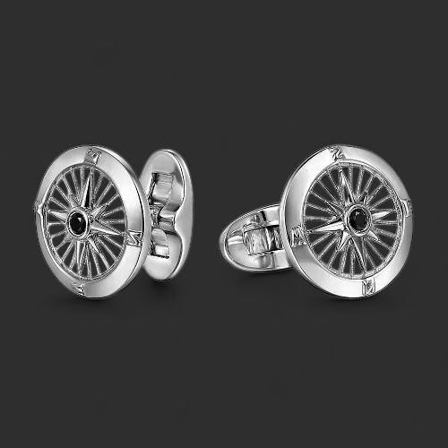 14K White Gold Black Spinel Cufflinks