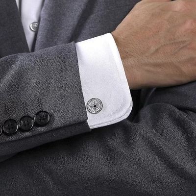 14K White Gold Black Spinel Cufflinks