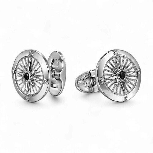 14K White Gold Black Spinel Cufflinks