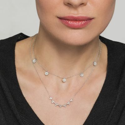 14K W.Gold Diam Necklace