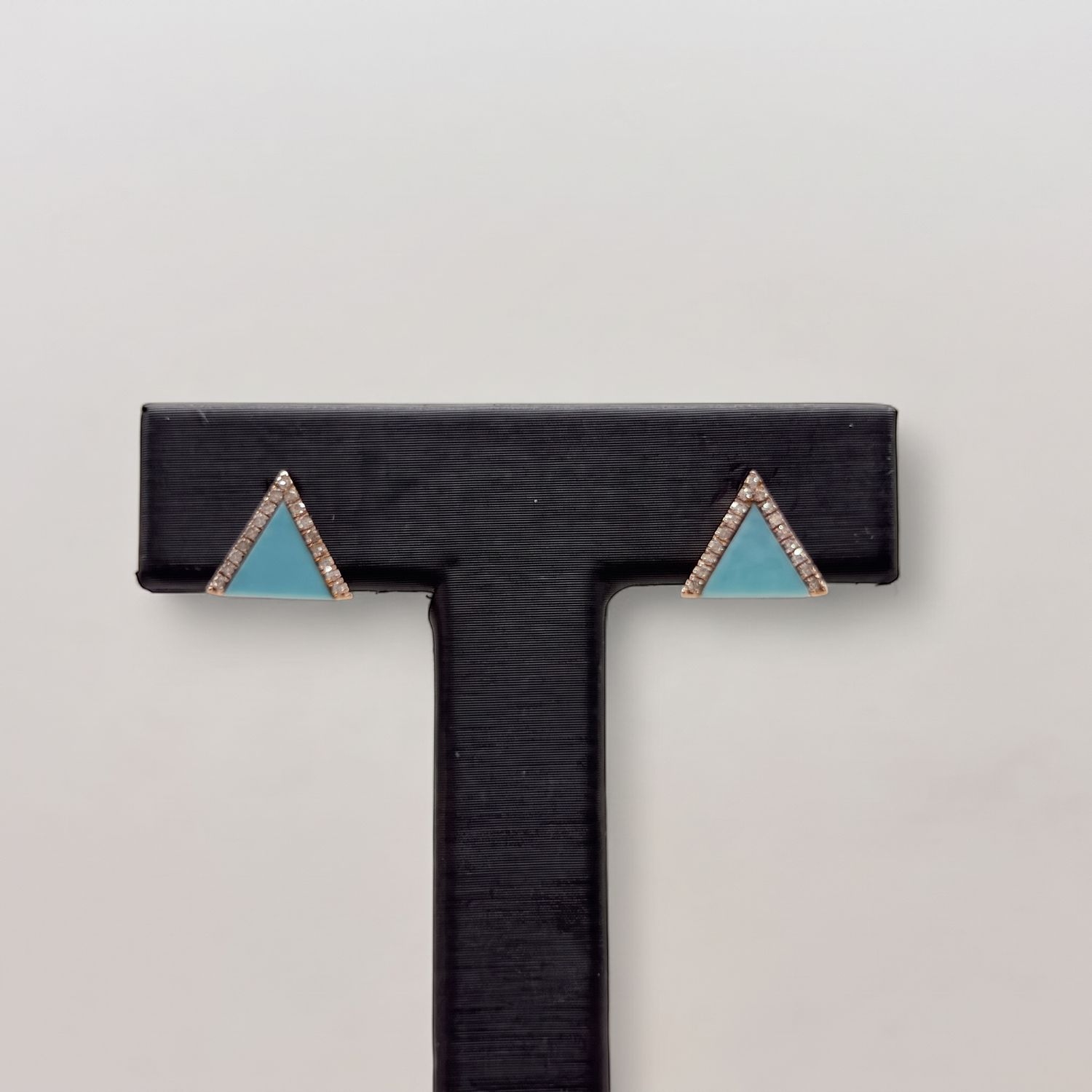 Turquoise &amp; Diamond Open Triangle Earrings