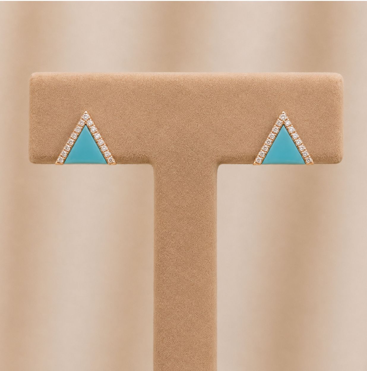 Open Turquoise Diamond Triangle Earrings