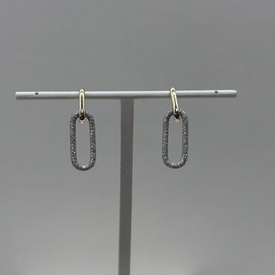 14KYW Two-Tone Paperclip Diamond Earrings Bassali