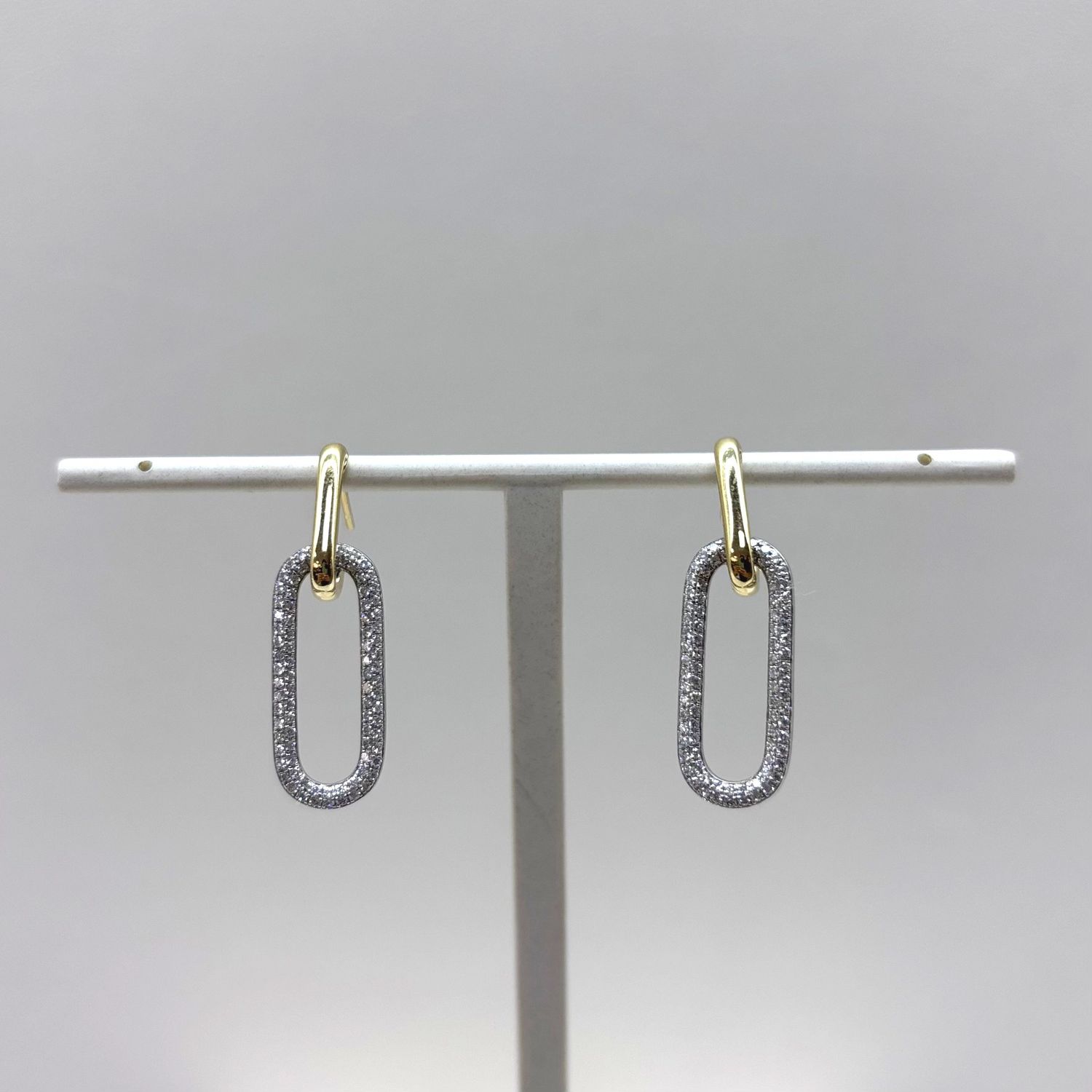 14KYW Two-Tone Paperclip Diamond Earrings Bassali