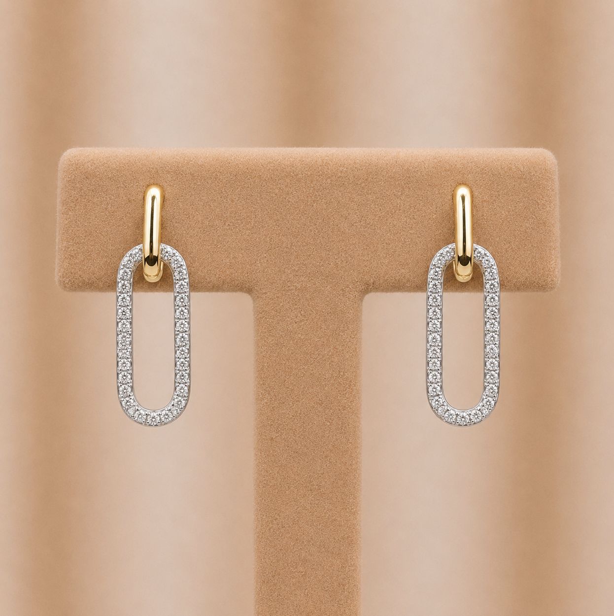 Two-Tone Paperclip Diamond Earrings