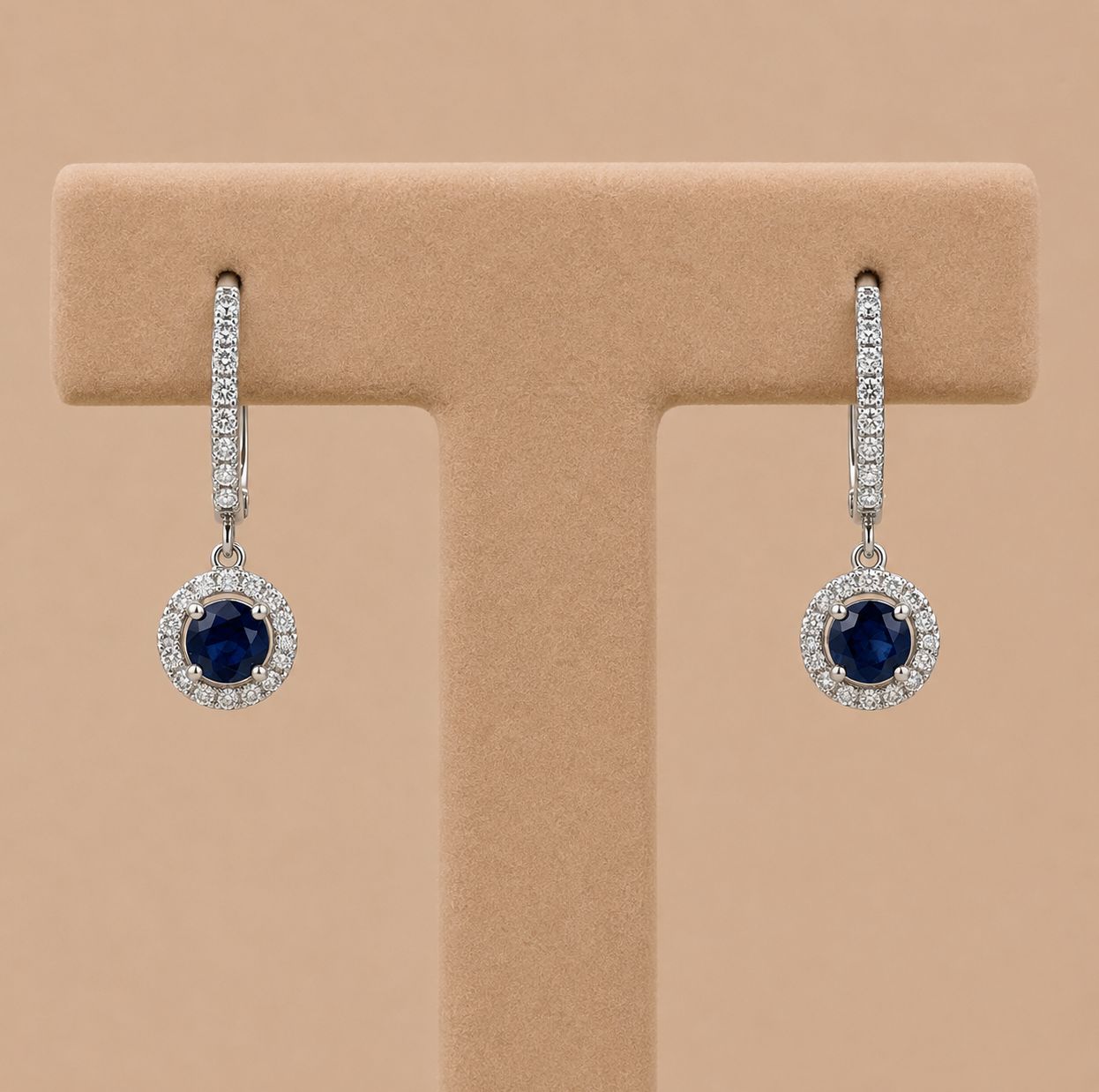Sapphire &amp; Diamond Dangle Hoop Earrings
