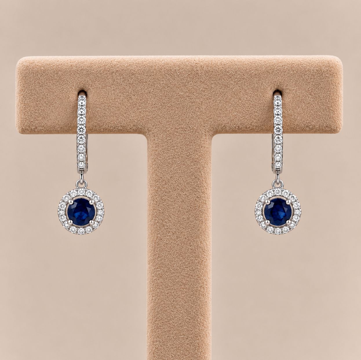 Sapphire &amp; Diamond Dangle Hoop Earrings