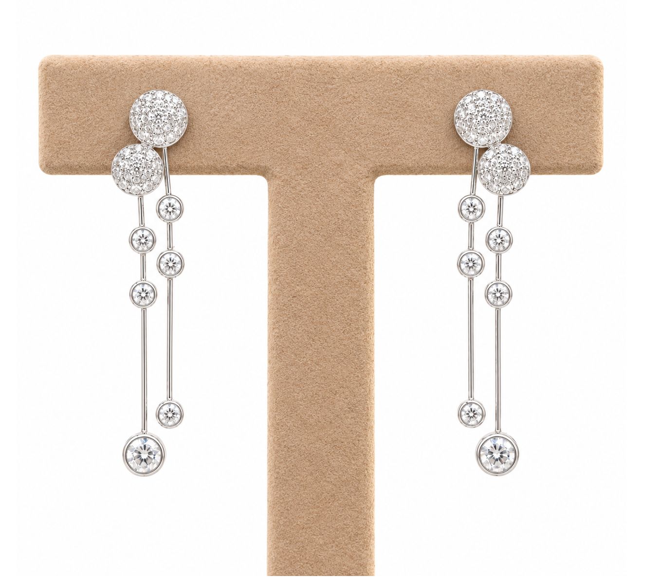 Double Dot Dangle Diamond Earrings