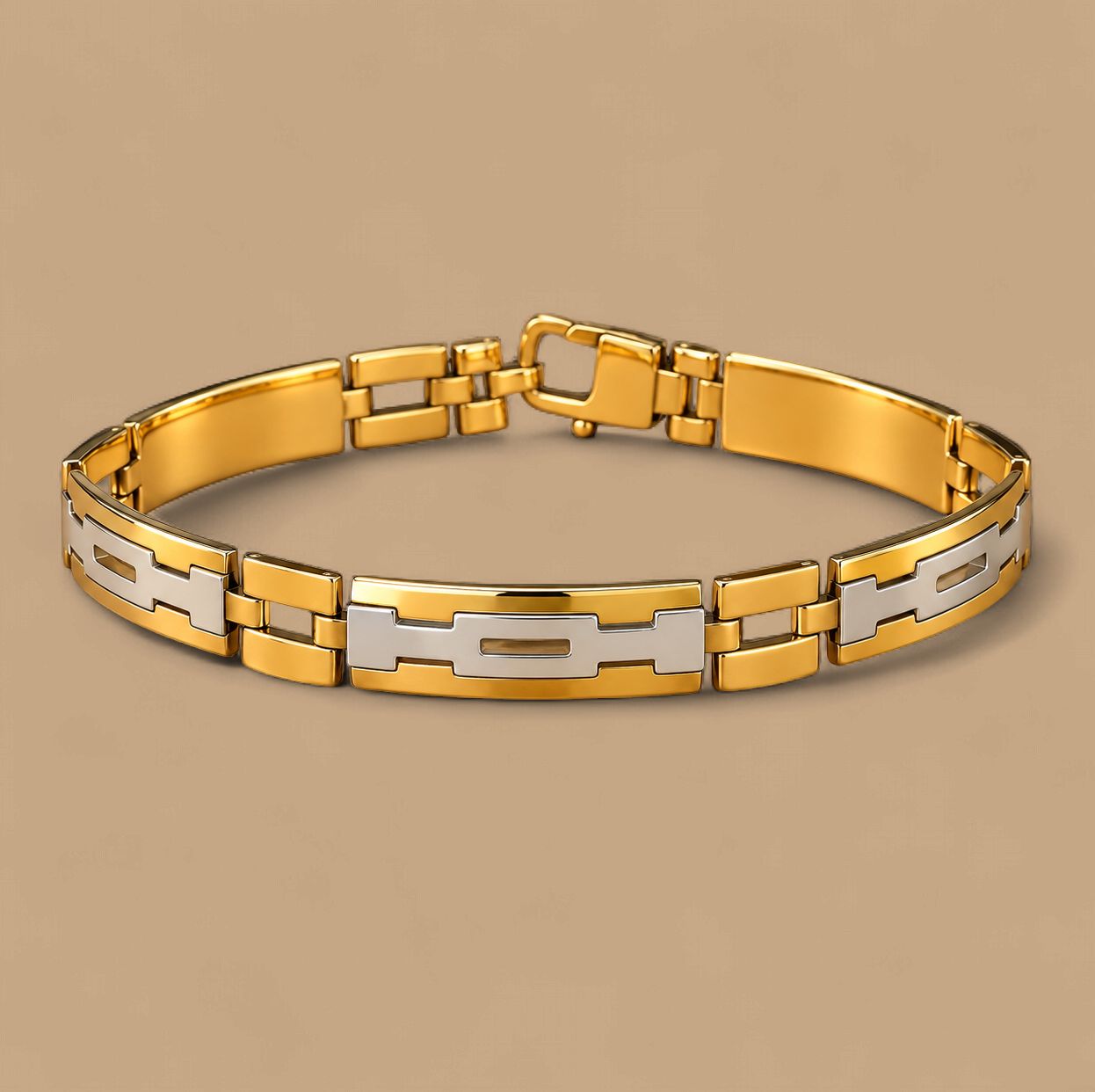 Men's Two-Tone Gold Block Bracelet (10g)