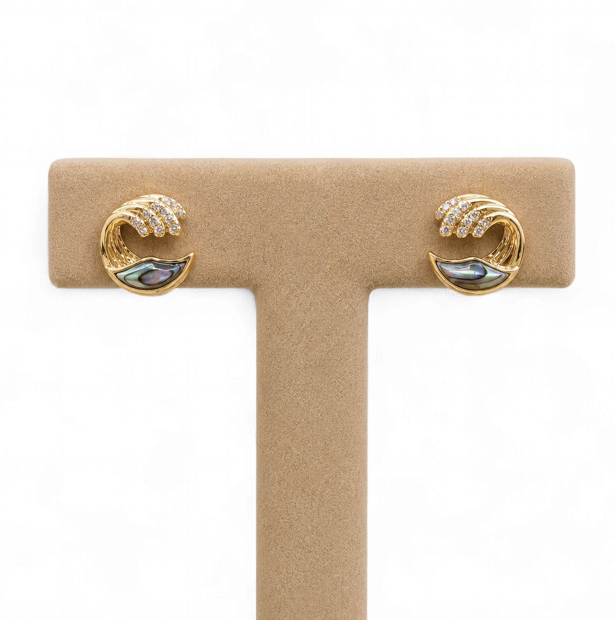 Abalone Ocean Wave Diamond Earrings