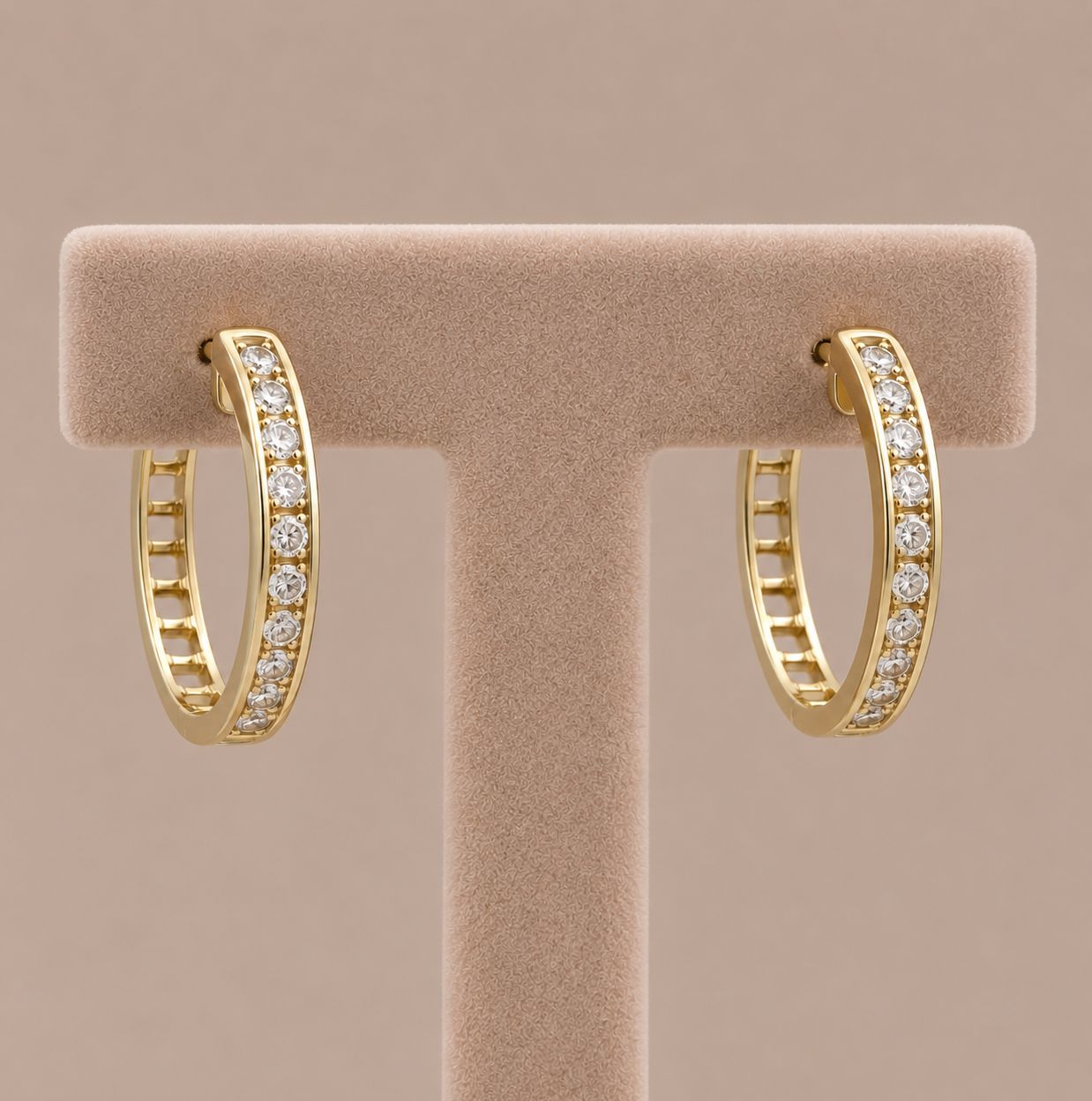 Gold Round Diamond Hoop Earrings (1.0ct)