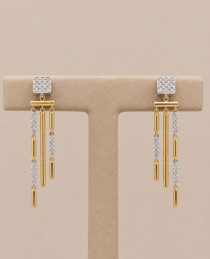 Two-Tone Linear Fringe Drop Earrings