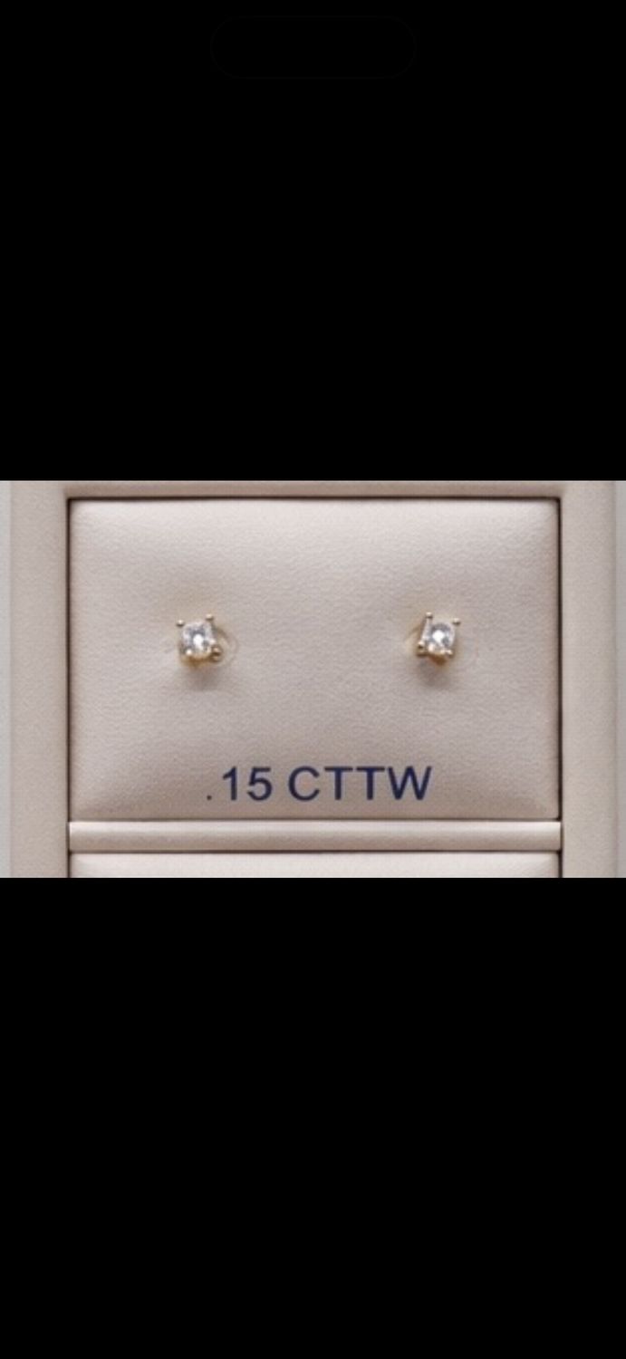 14KY Diamond (0.15ct) Princess Cut Earrings