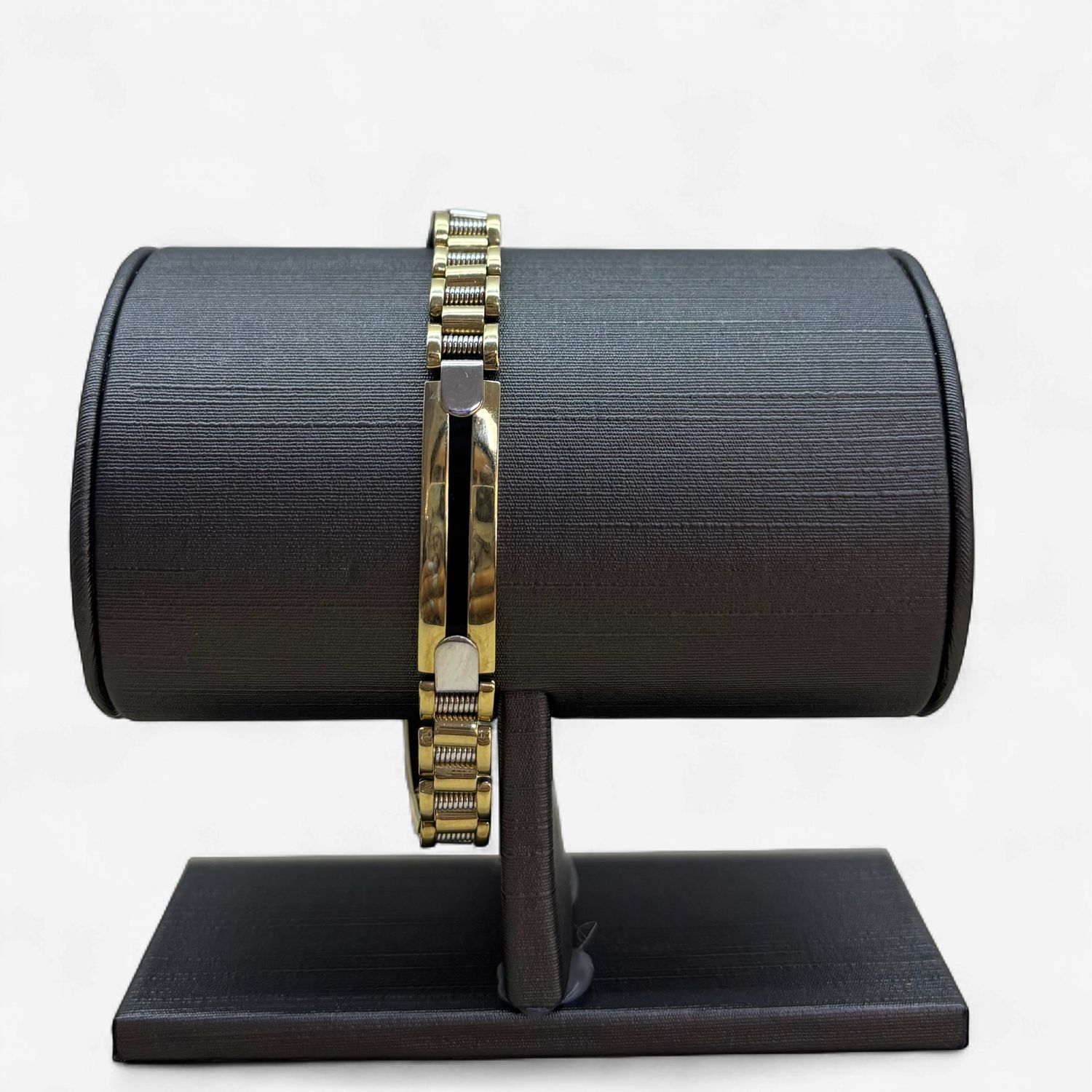 10k Men's Two-Tone Gold Onyx Bracelet (15.6g)