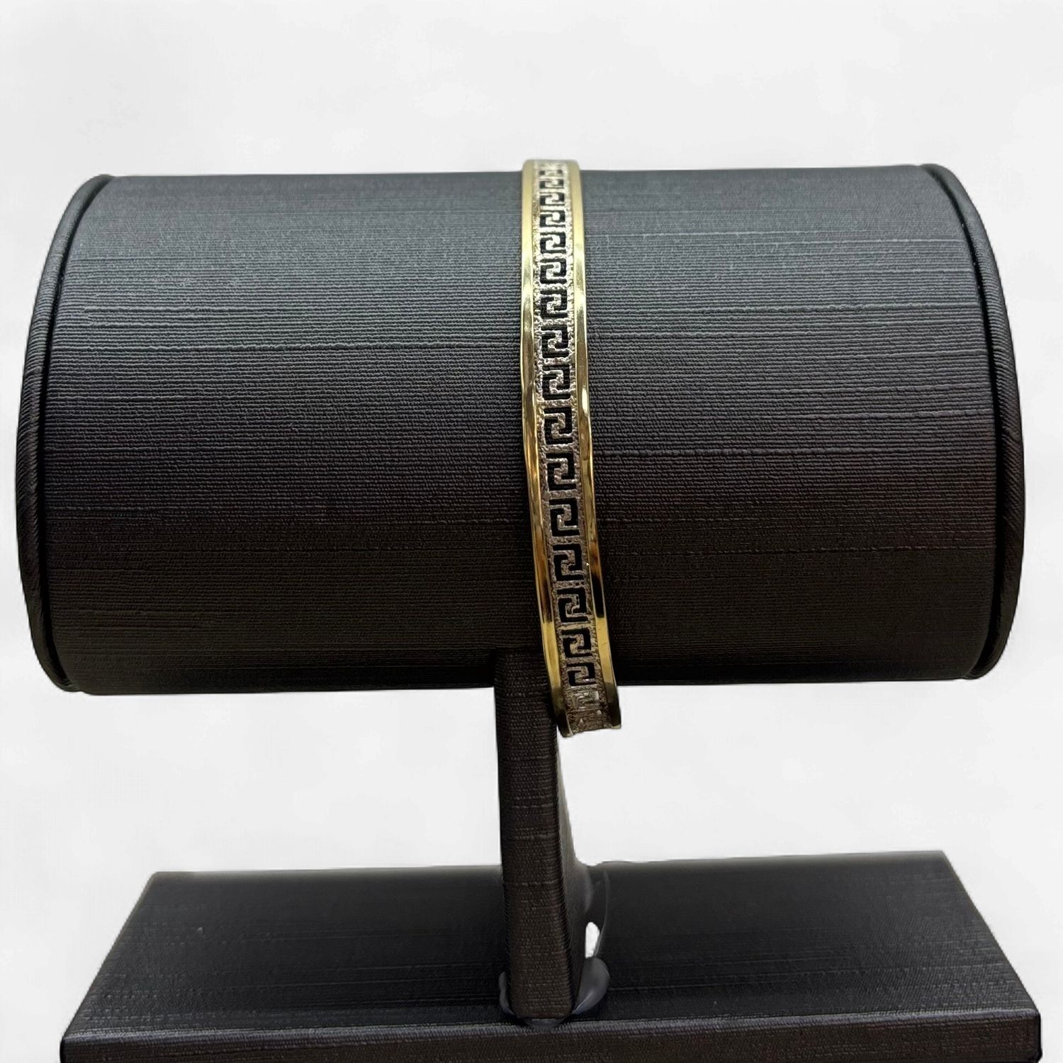 10k 2-Tone Gold Greek Key Bangle (6.1g)