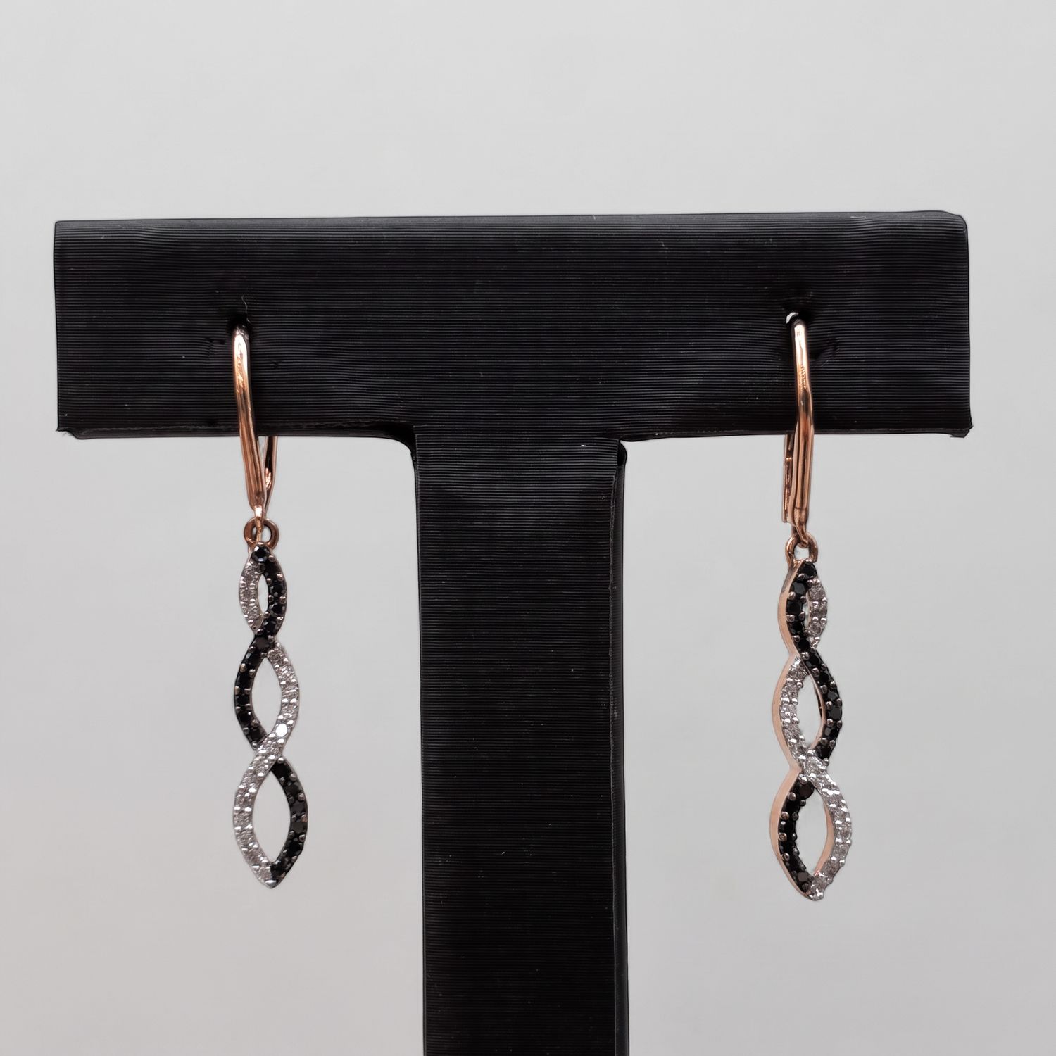 Black Diamond Infinity Dangle Earrings