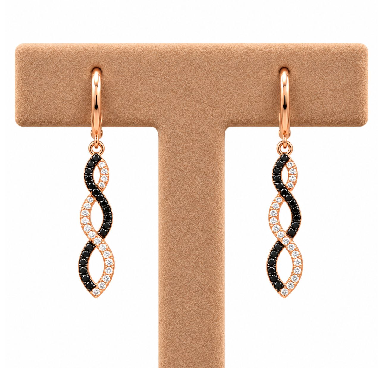 Infinity Black Diamond Dangle Earrings