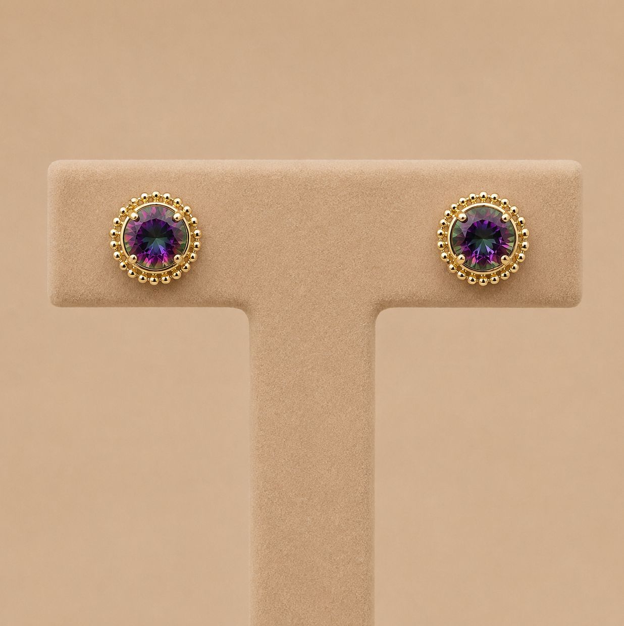 Mystic Topaz Stud Halo Earrings