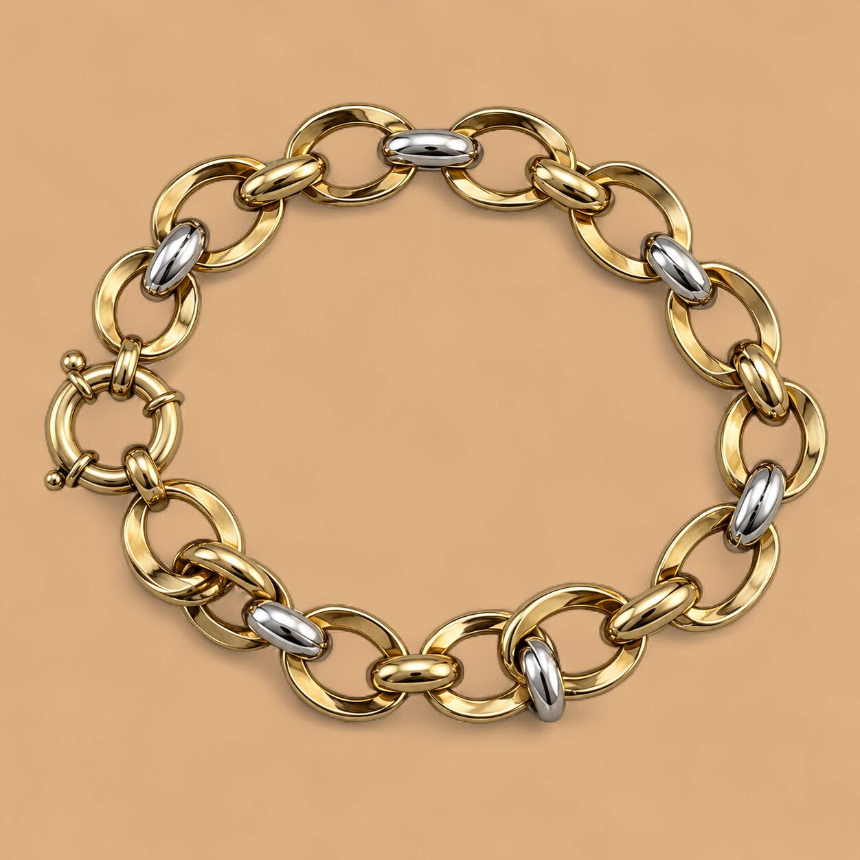 Gold Two-Tone Openwork Knot Link Bracelet (6.0g)