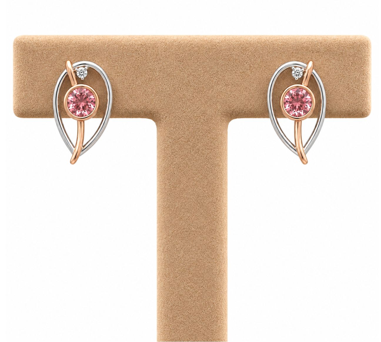 Pink Tourmaline Leaf Diamond Earrings