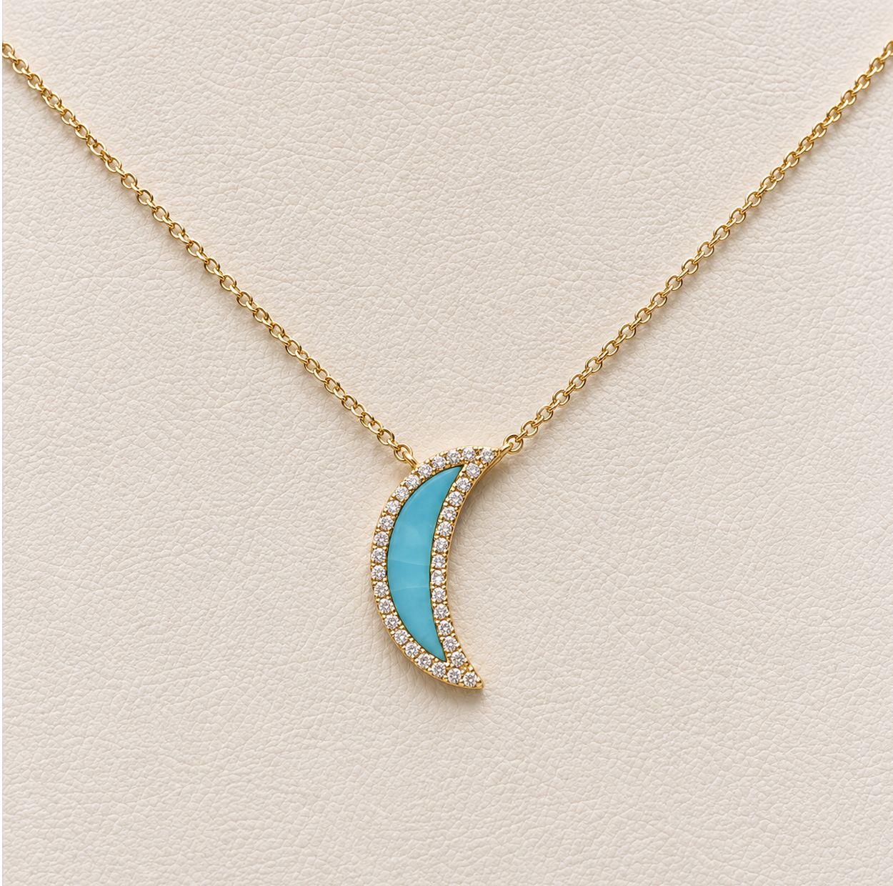 Half Moon Turquoise &amp; Diamond Pendant