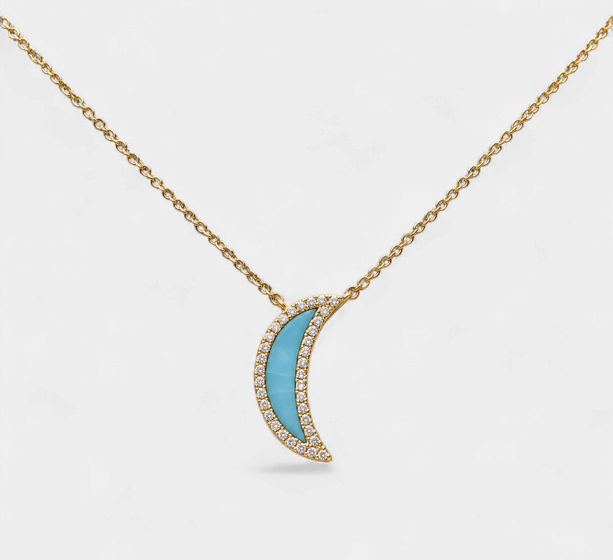 Half Moon Turquoise Diamond Pendant