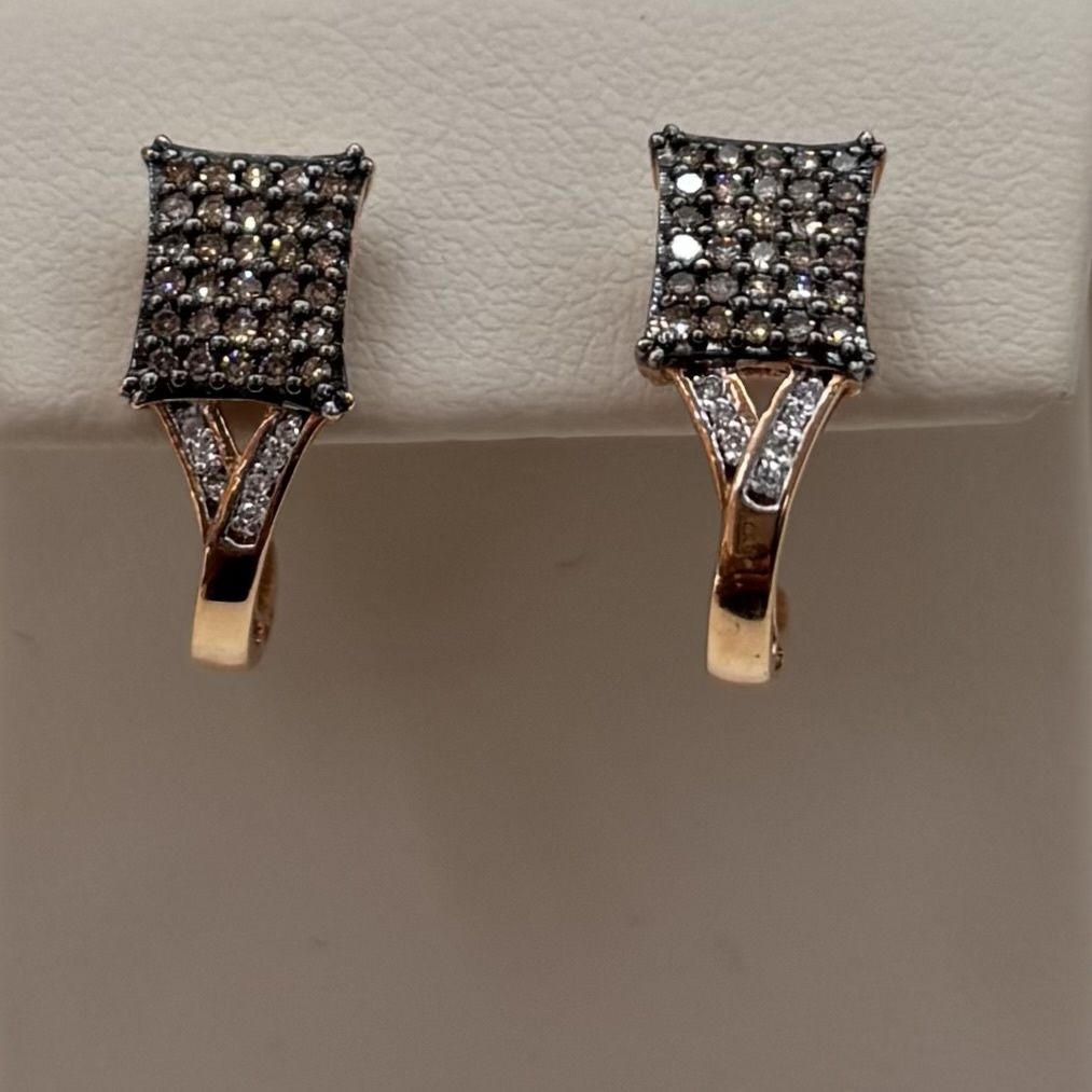 10KR Square Chocolate Diamond Earrings