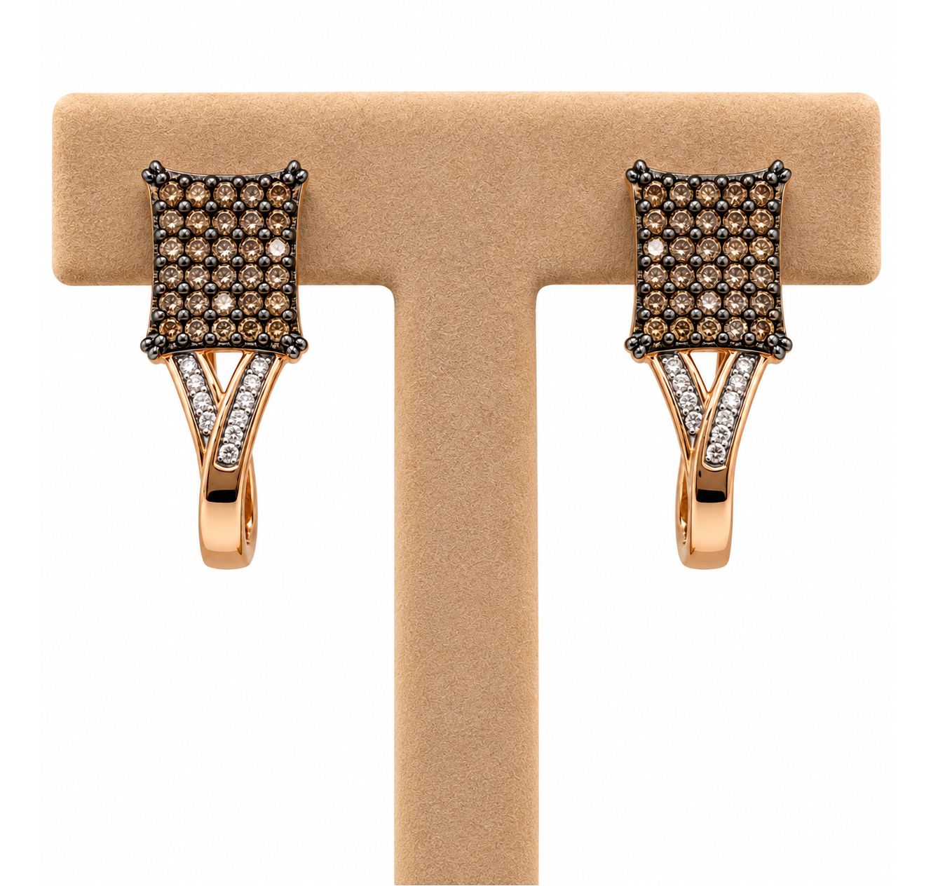 Concave Square Chocolate Diamond Earrings
