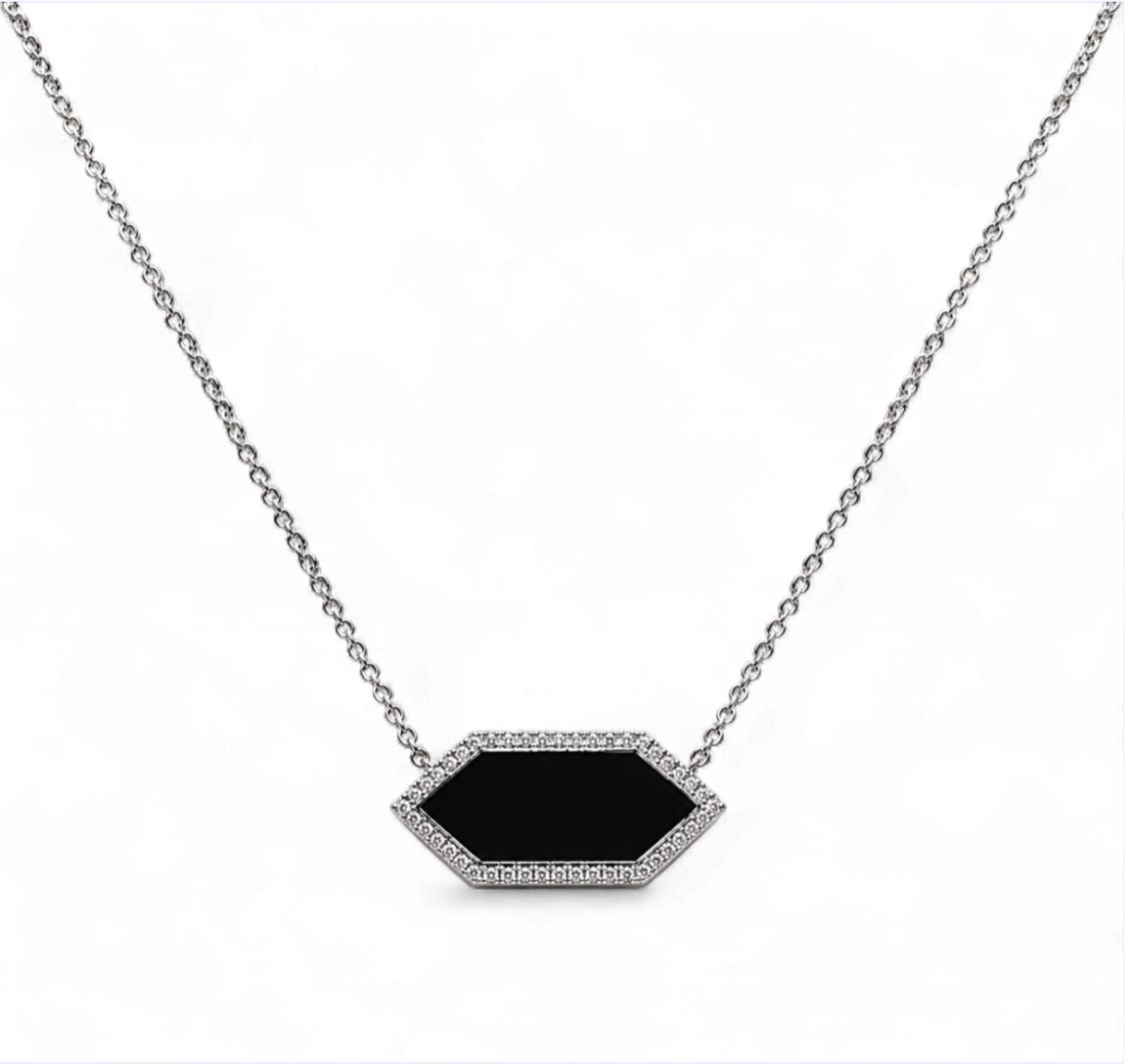 Onyx Diamond Amulet Necklace