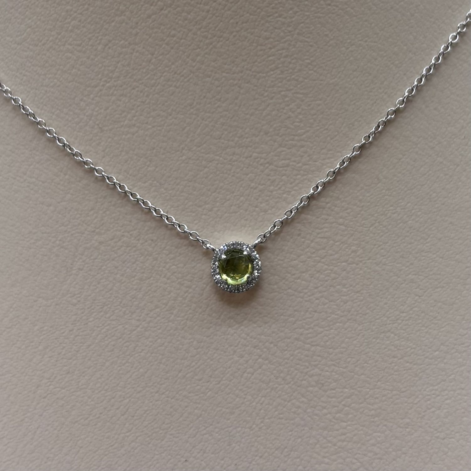 14KW Peridot &amp; Diamond Necklace