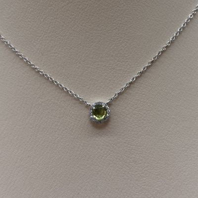 14KW Peridot &amp; Diamond Necklace