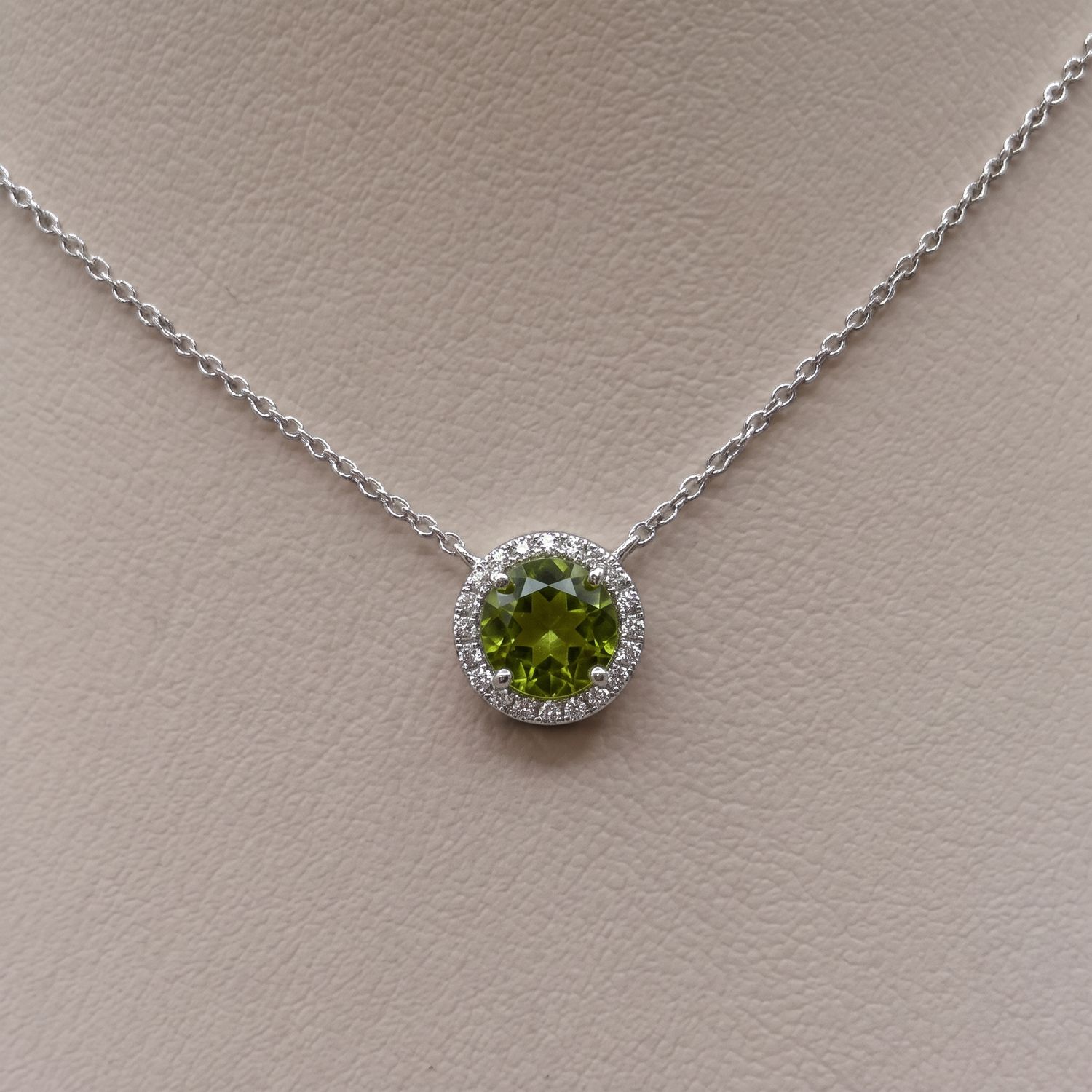 14KW Peridot &amp; Diamond Necklace
