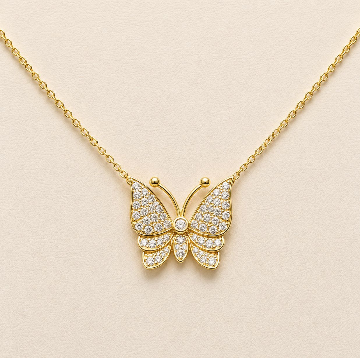 Gold  Butterfly Diamond Pendant