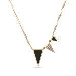14KY Triple Triangle Diamond Baguette Necklace