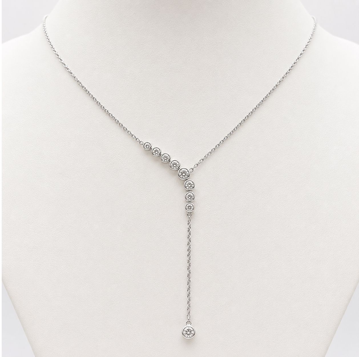 Y  Curved Diamond Bar Dangle Necklace
