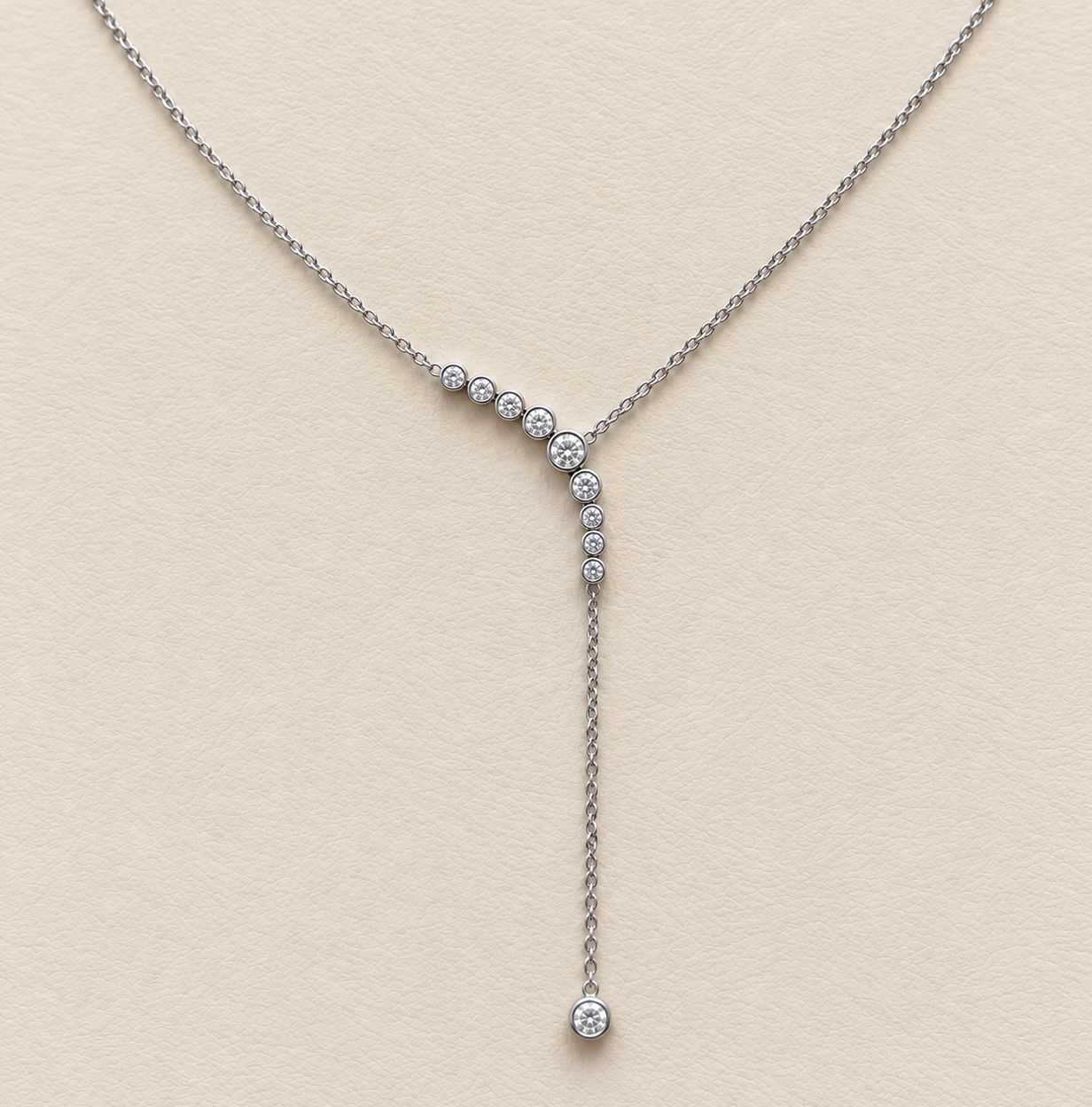 Y  Curved Diamond Bar Dangle Necklace
