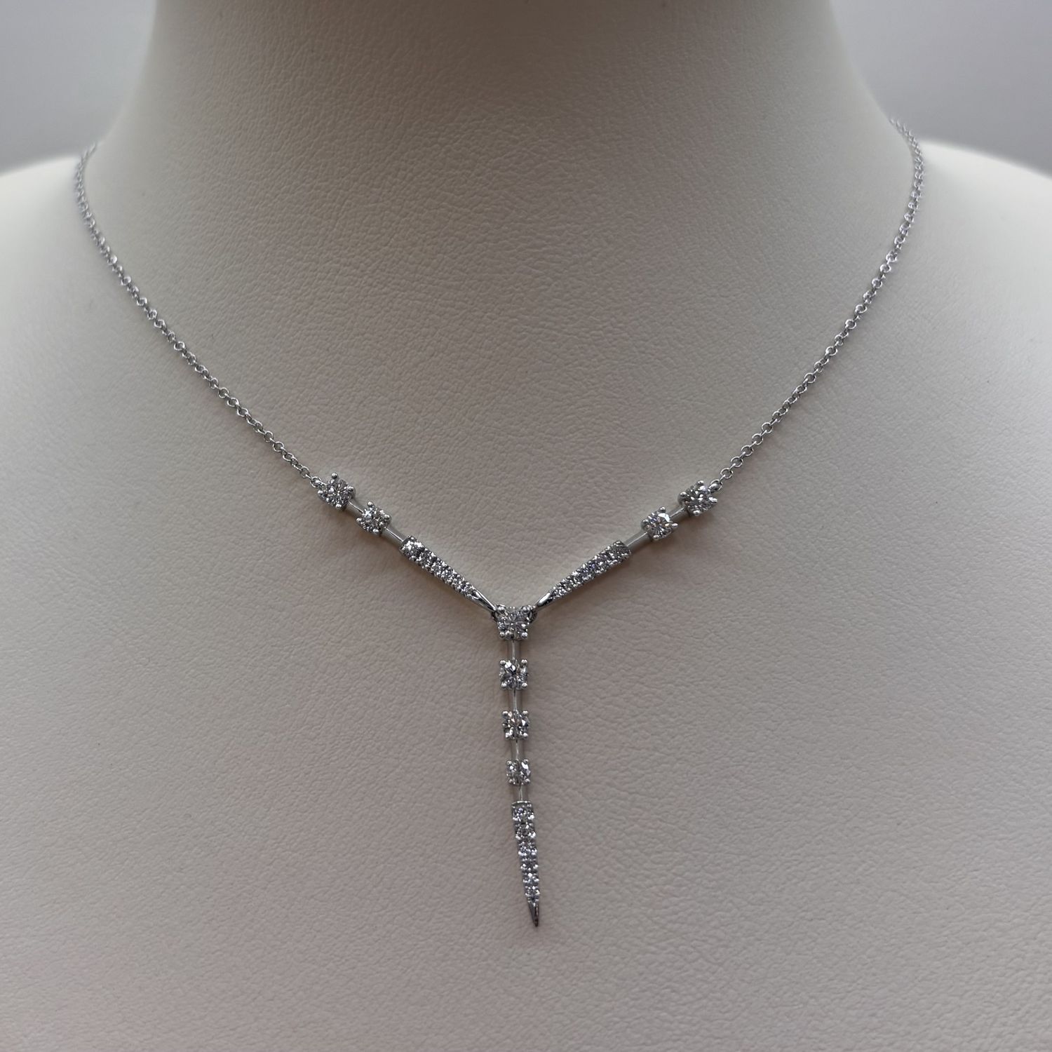 14KW Gabriel &amp; Co Diamond "Y" Necklace