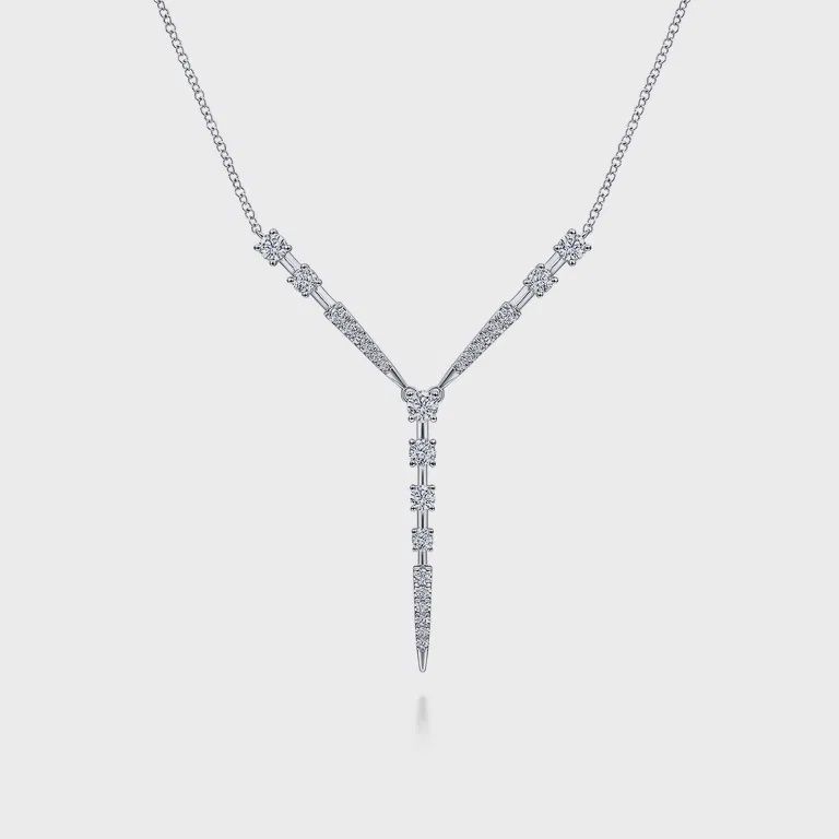 14KW Gabriel &amp; Co Diamond "Y" Necklace