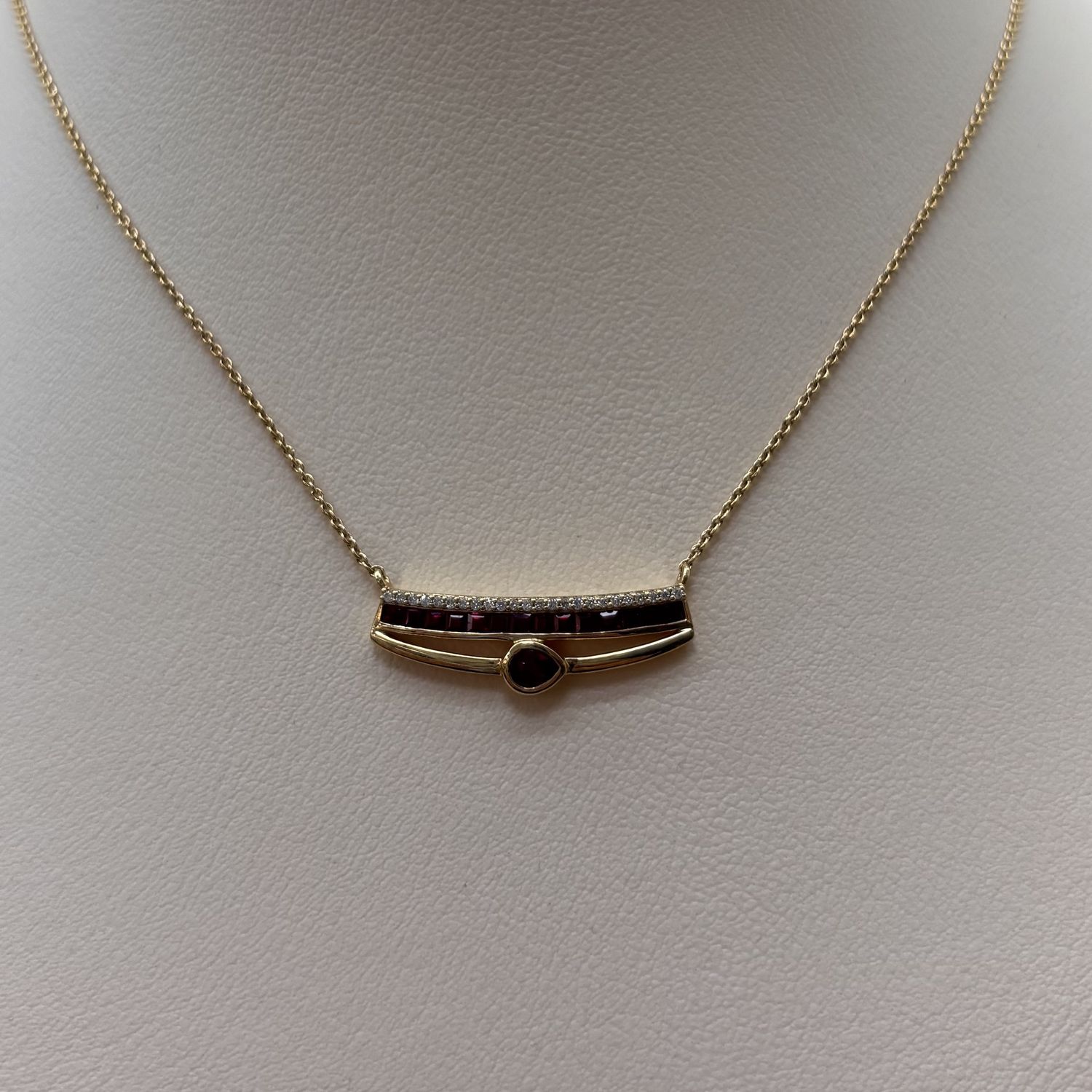 14KY Ruby Diamond Bar Necklace