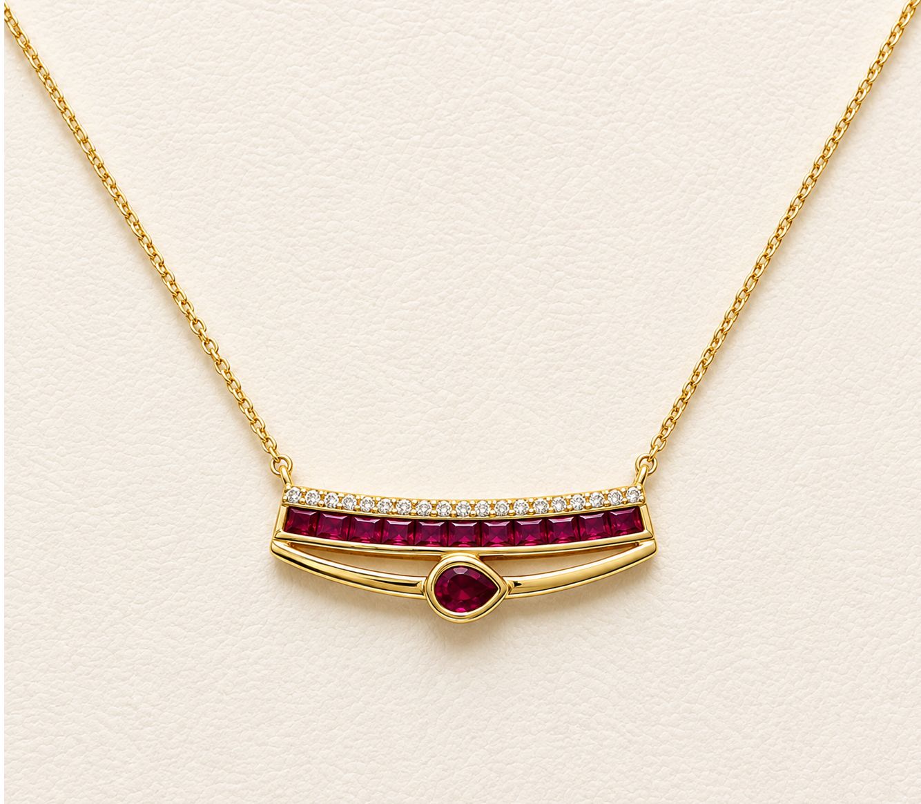 Ruby and Diamond Bar Necklace