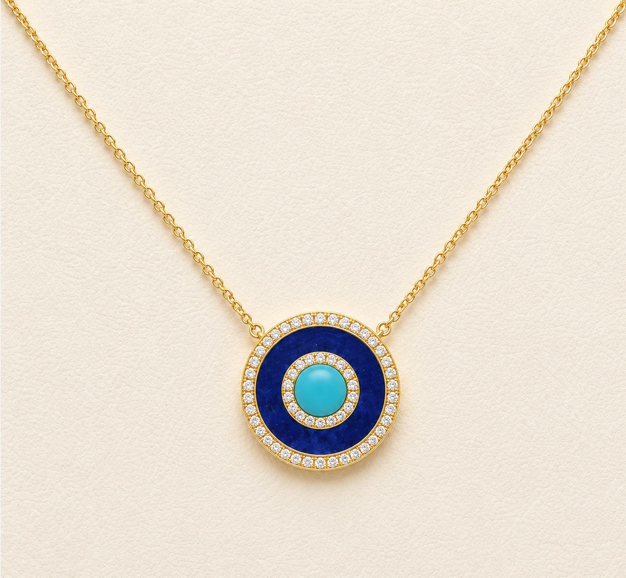 Gold and Turquoise Evil Eye Diamond Pendant