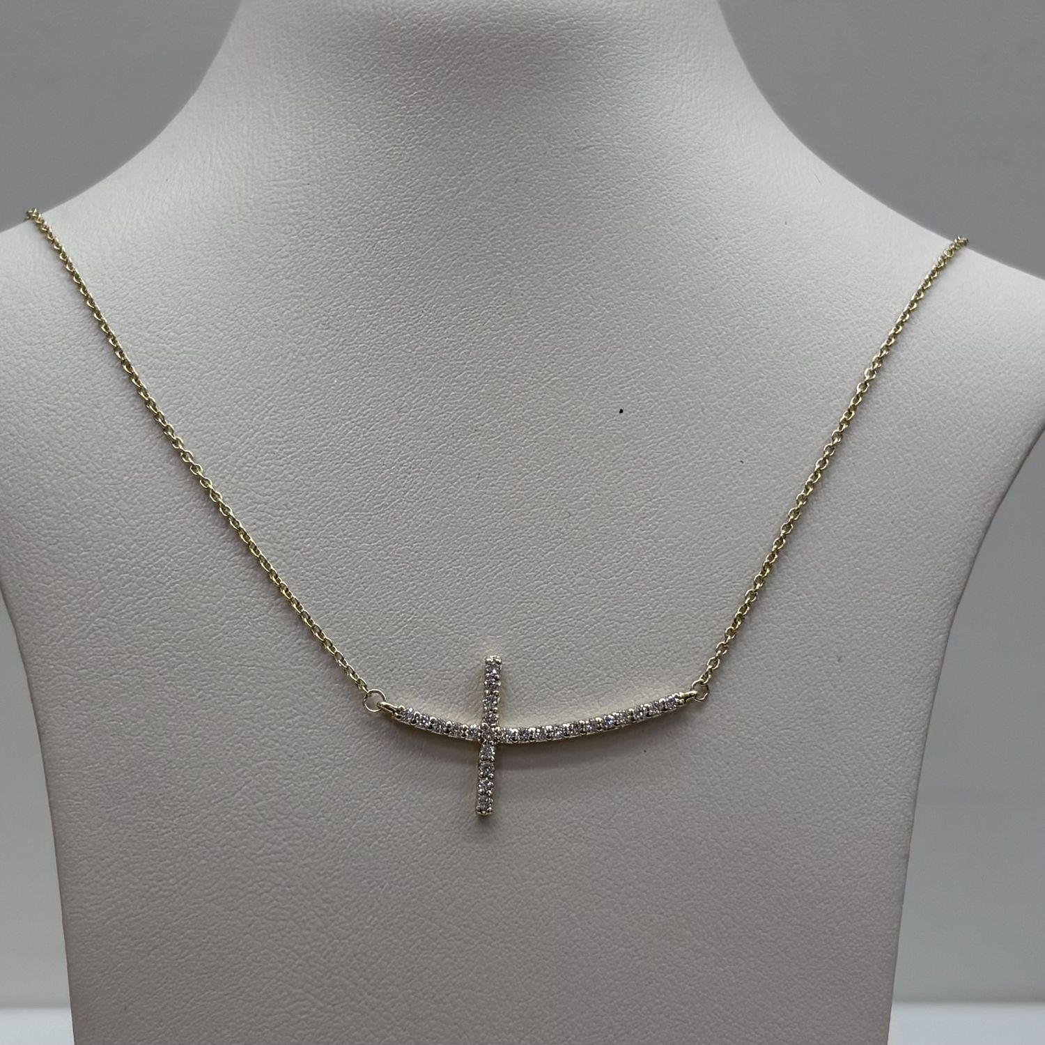 Modern Yellow Gold Horizontal Cross Necklace S Kashi