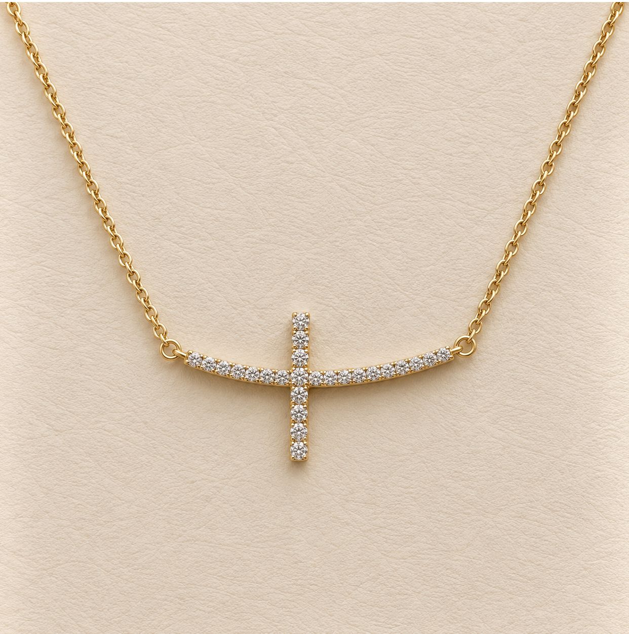 Modern Gold Horizontal Cross Necklace
