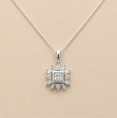 Snowflake Princess Cut Diamond Necklace
