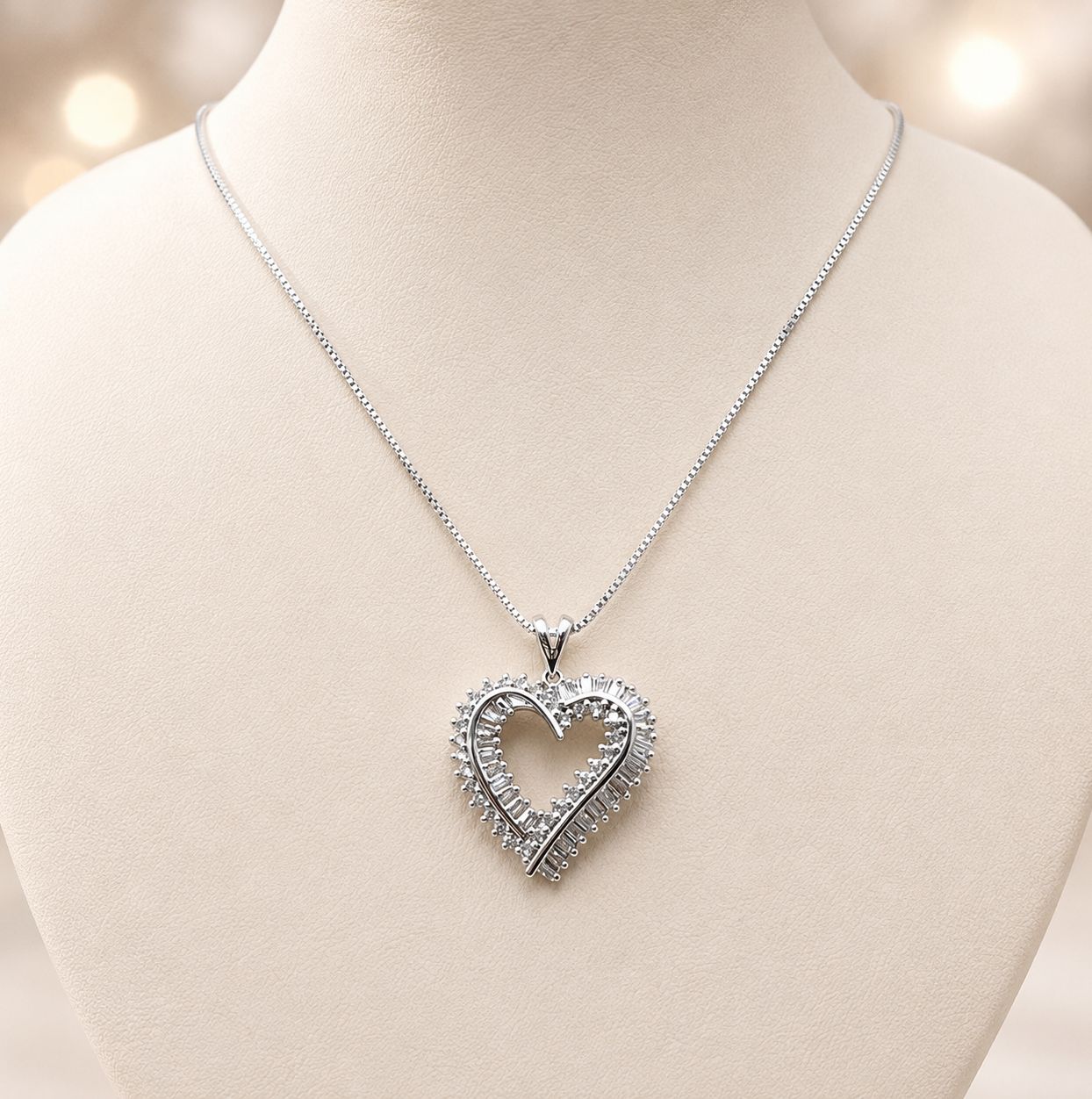 Open Heart Diamond (1ct)  Pendant w/ Chain