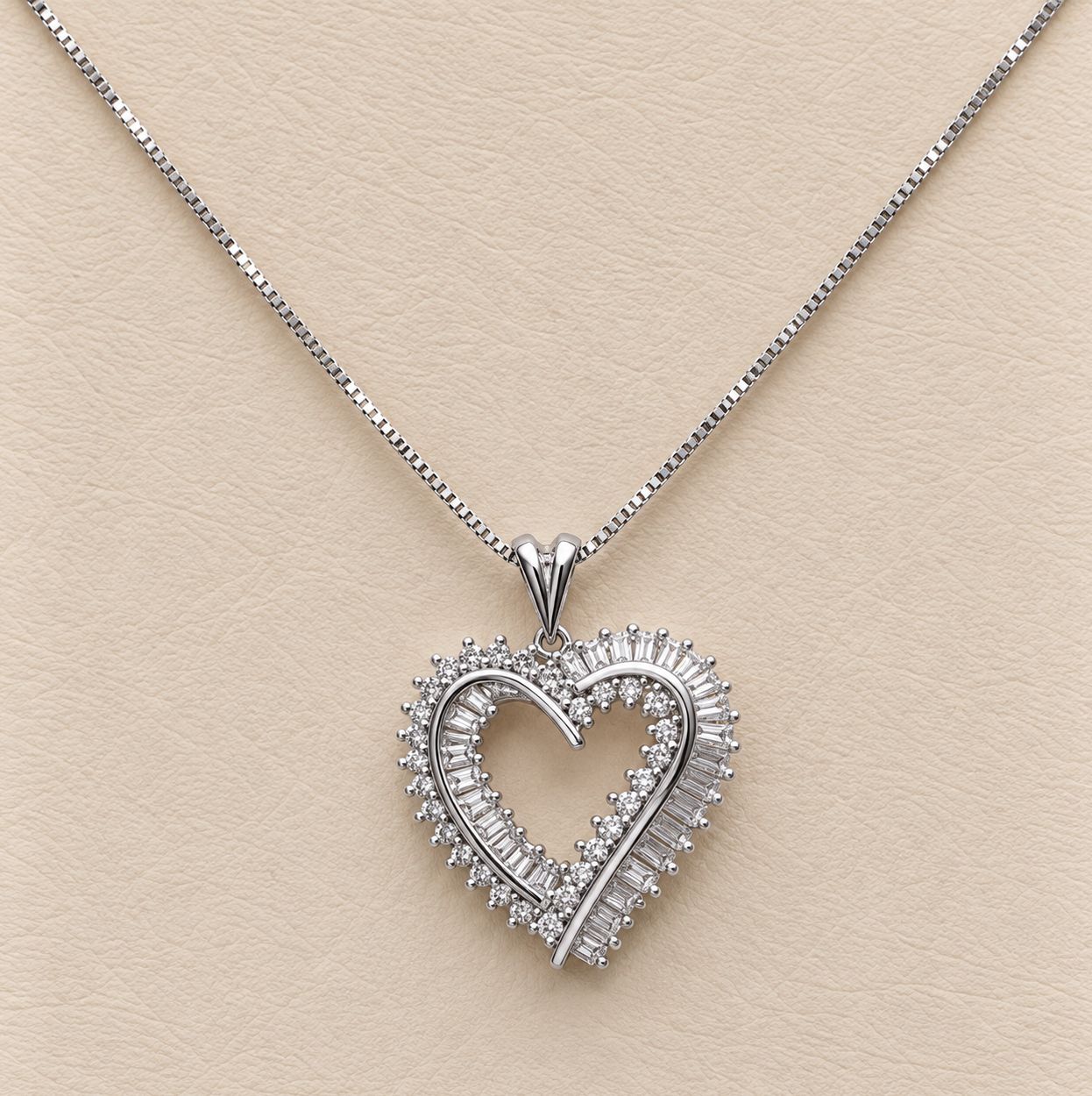 Open Heart Diamond (1ct)  Pendant w/ Chain